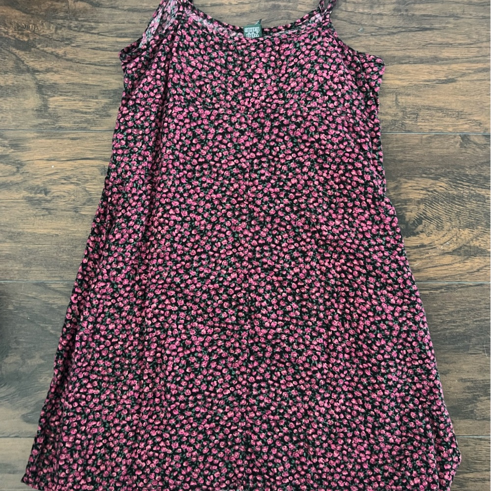 Wild Fable Purple & Black Floral Spaghetti Strap Mini Dress